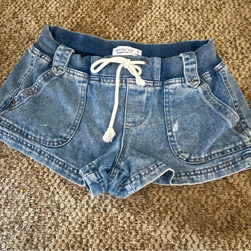 Vanilla Star Light Blue Denim Drawstring Shorts